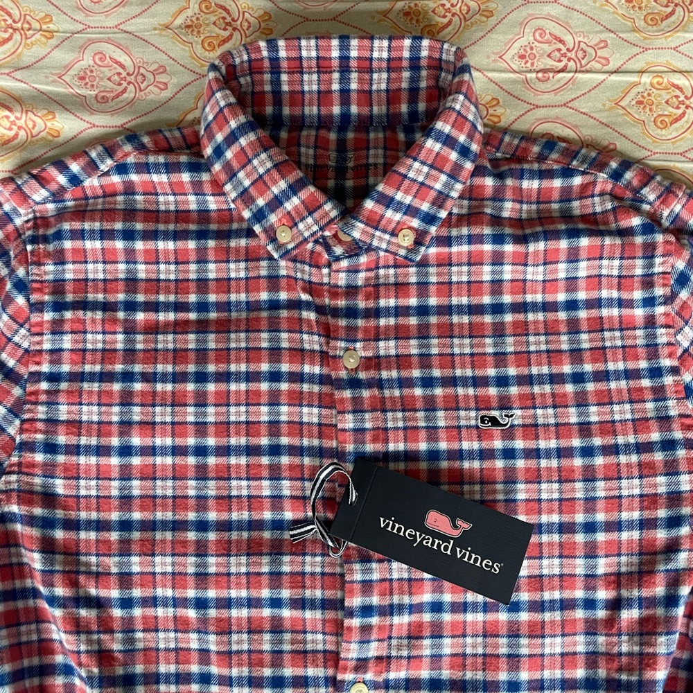 Vineyard Vines Red and Blue Plaid Flannel Shirt brand new with tag!